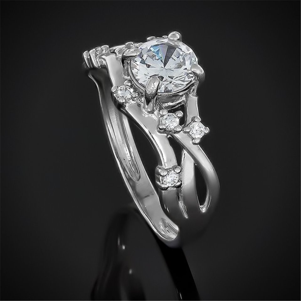 Перстень 607 цирконій білий Rh Timofeev