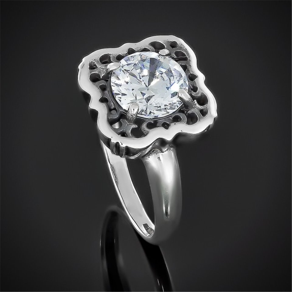 Перстень 610 цирконій білий Rh Timofeev