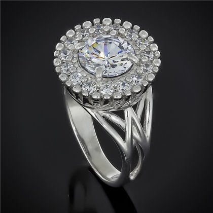 Перстень 611 цирконій білий Rh Timofeev