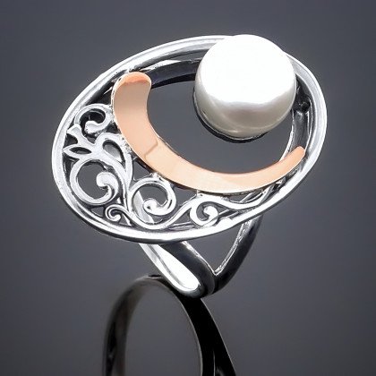 Перстень 232 перлина біла Timofeev