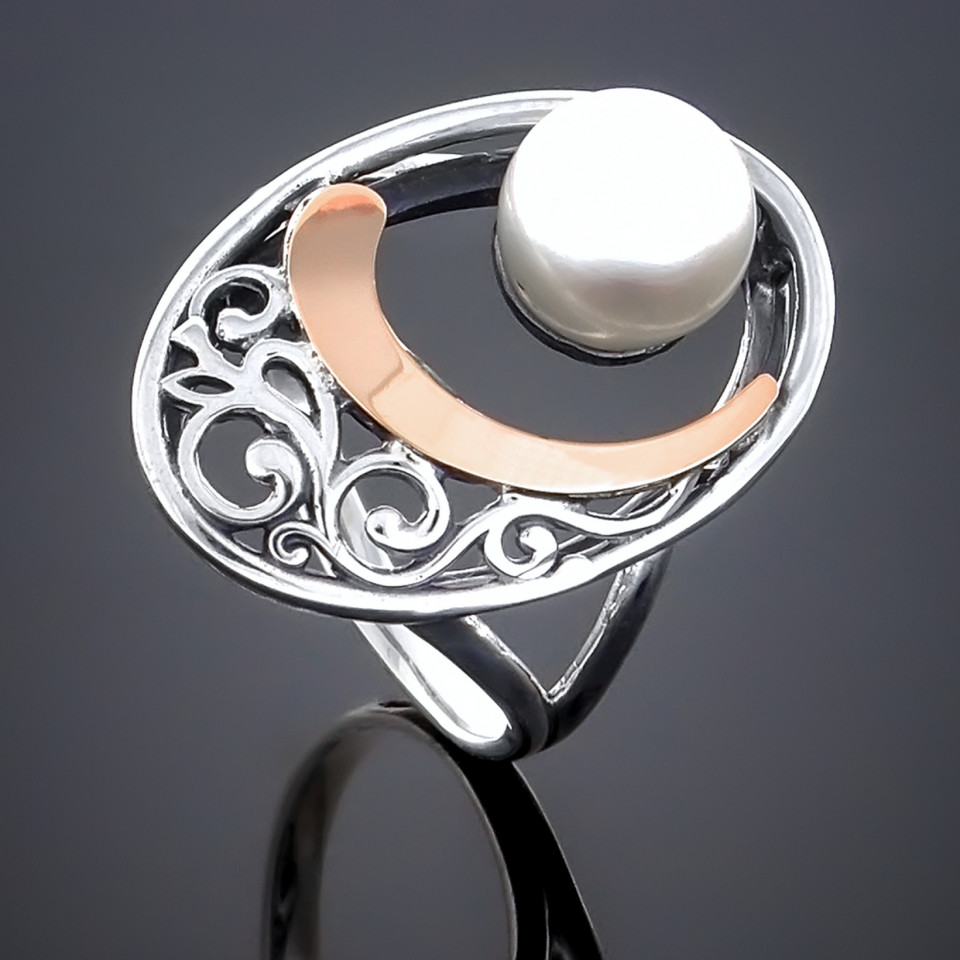 Перстень 232 перлина біла Timofeev