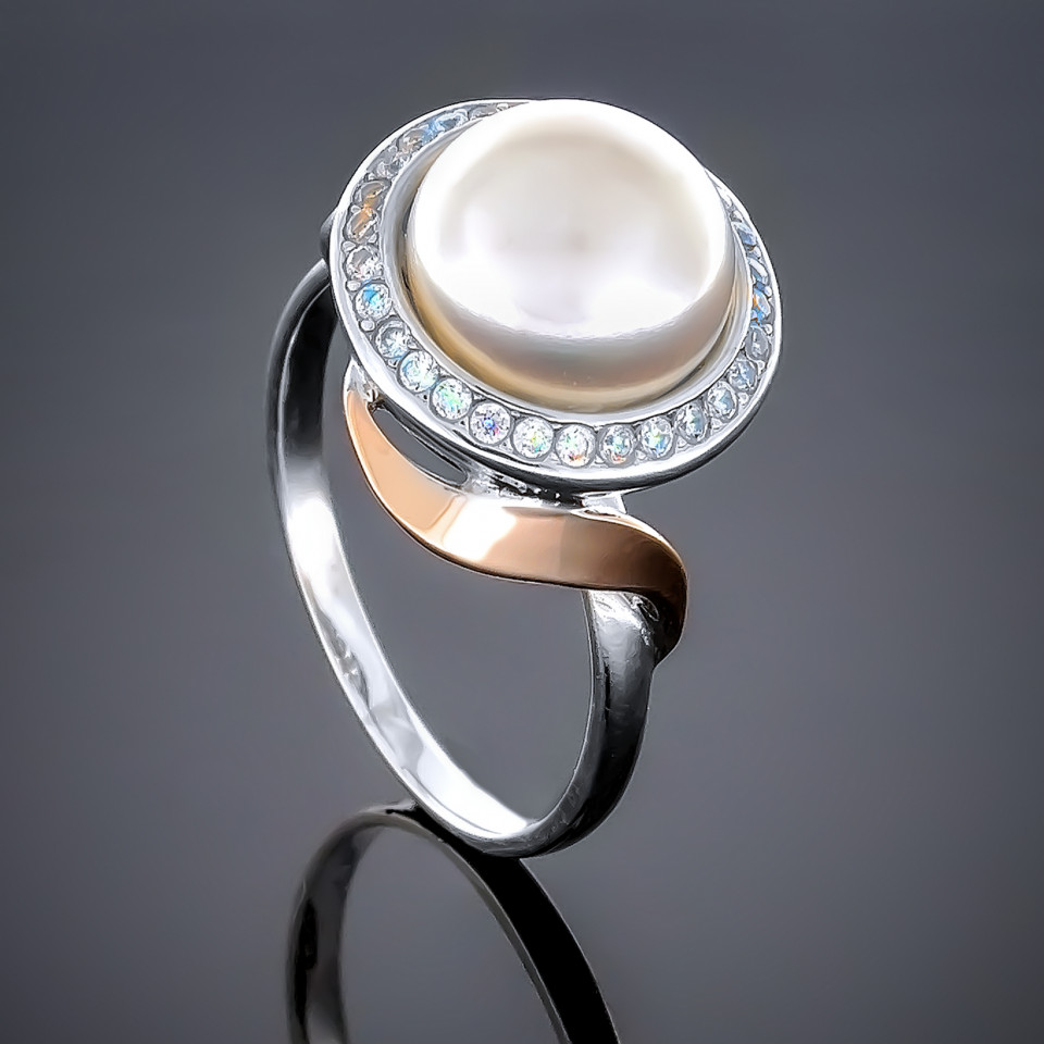 Перстень 193 перлина чорна Timofeev