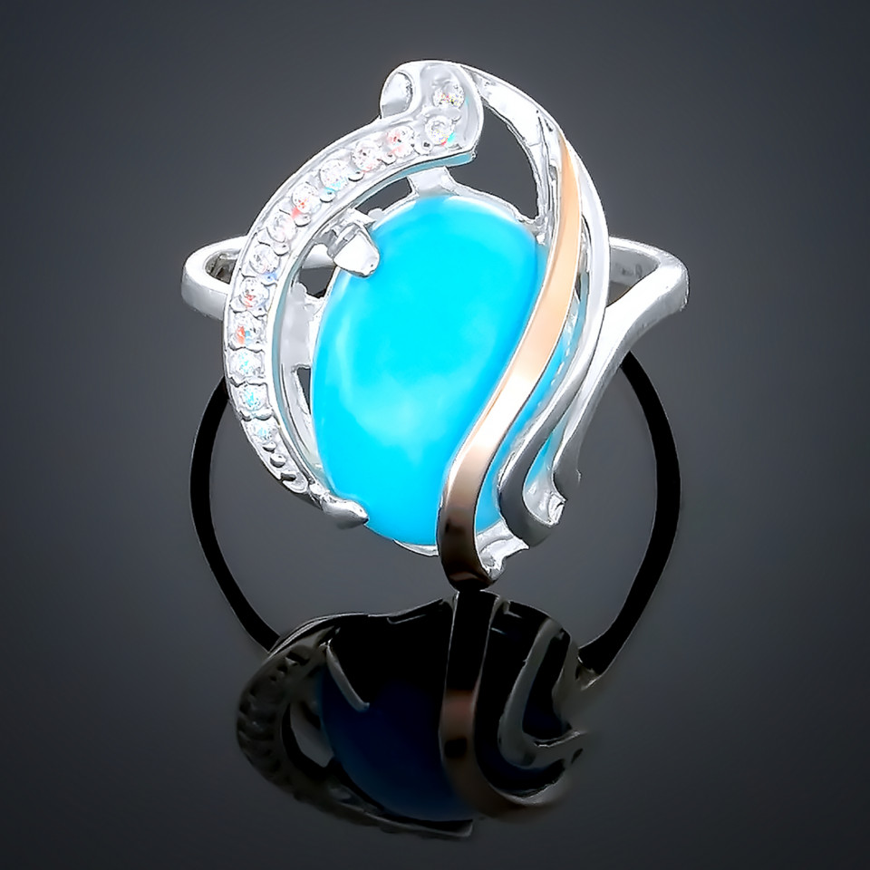 Перстень 198 авантюрин синій Rh Timofeev