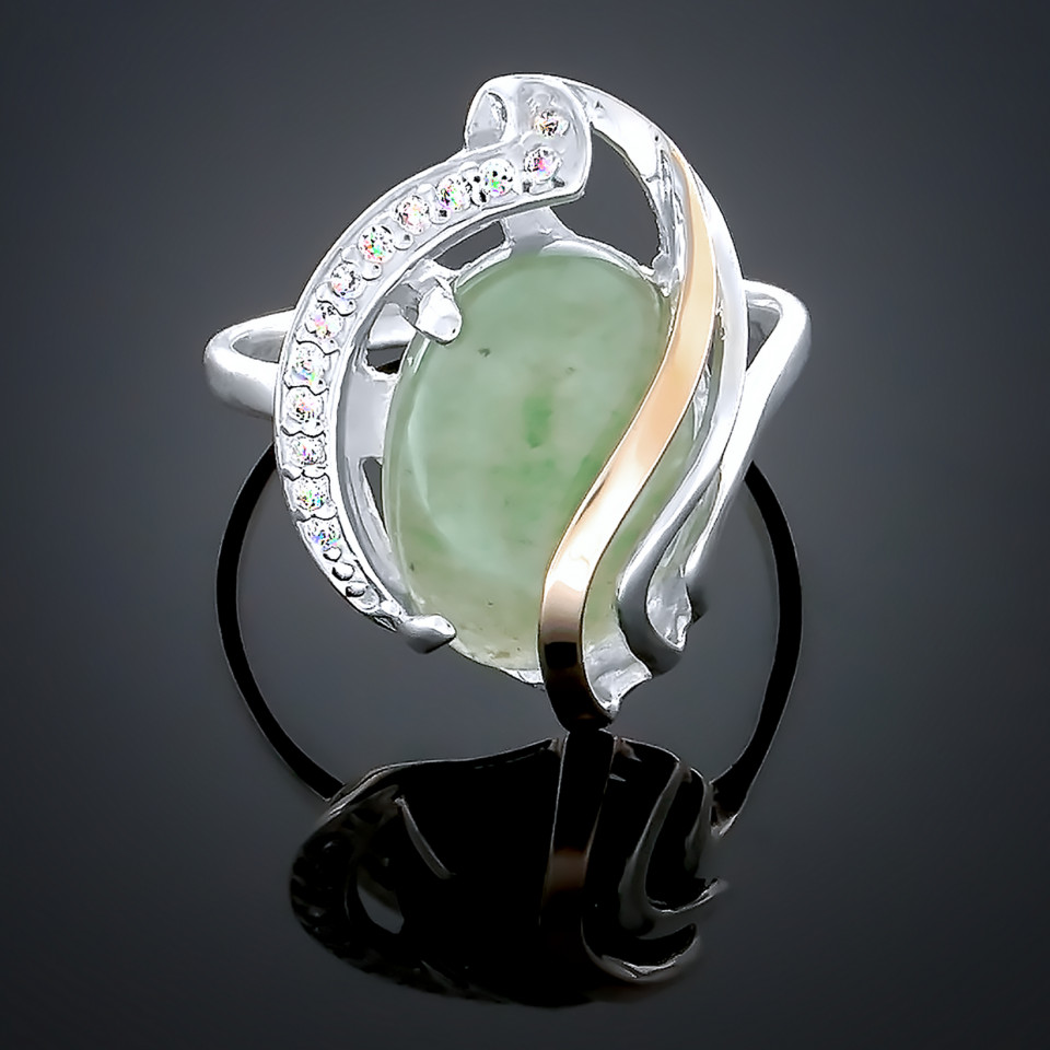 Перстень 198 малахіт натуральний Timofeev