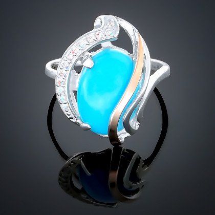 Перстень 198 опал синій імітація Rh Timofeev