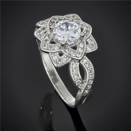 Перстень 623 цирконій білий Rh Timofeev