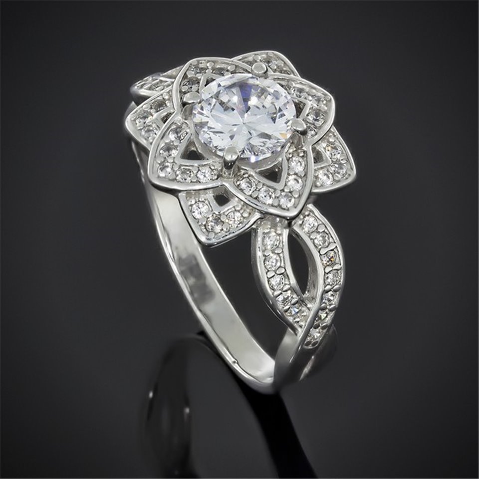 Перстень 623 цирконій білий Rh Timofeev