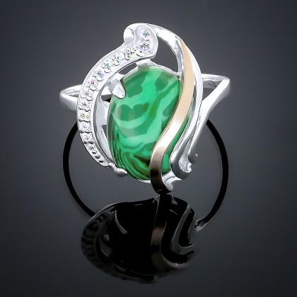 Перстень 198 янтарь зелений Rh Timofeev