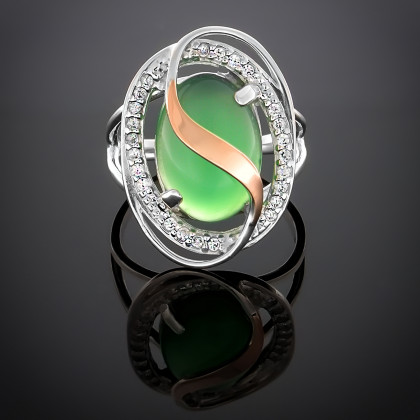 Перстень 199 авантюрин зелений Rh Timofeev