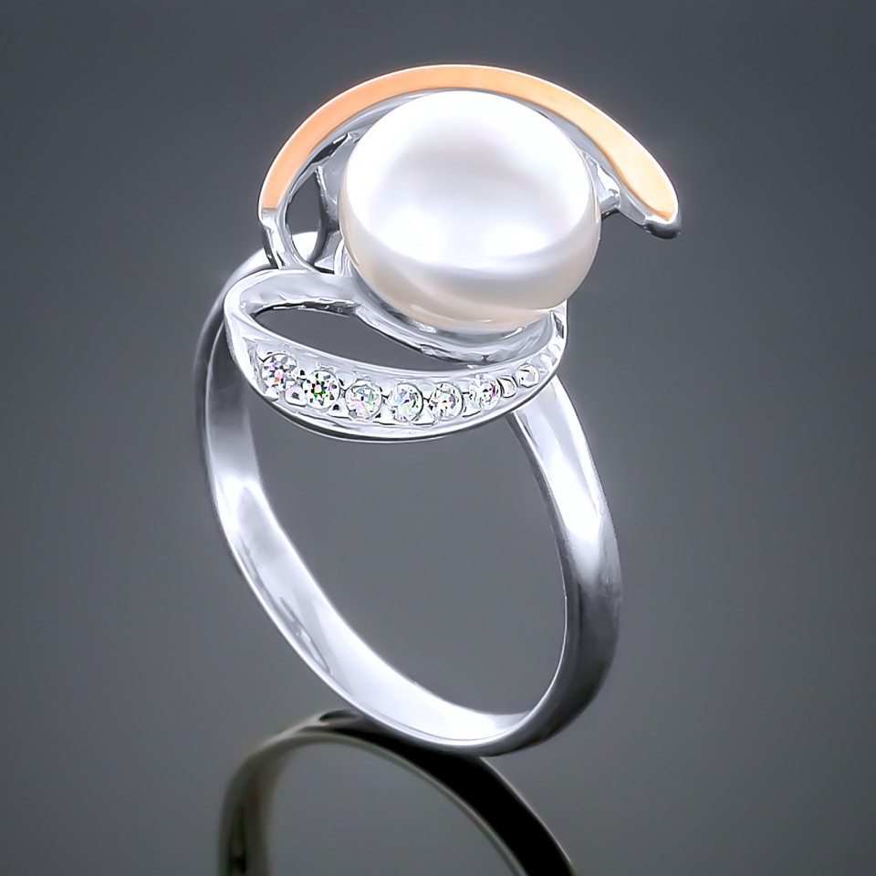 Перстень 208 перлина біла Timofeev