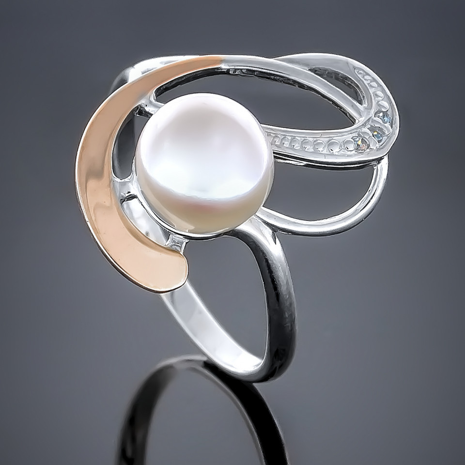 Перстень 209 перлина біла Timofeev