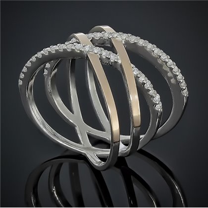 Перстень 641 цирконій білий Rh Timofeev