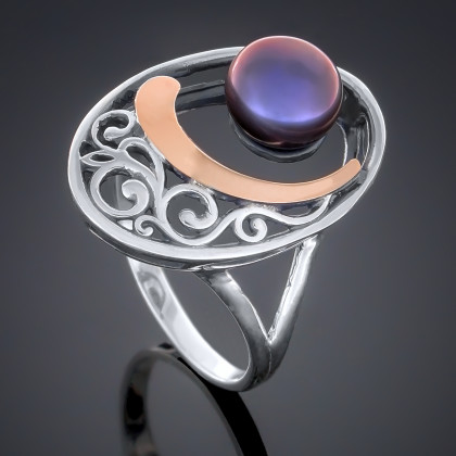 Перстень 232 перлина чорна Timofeev