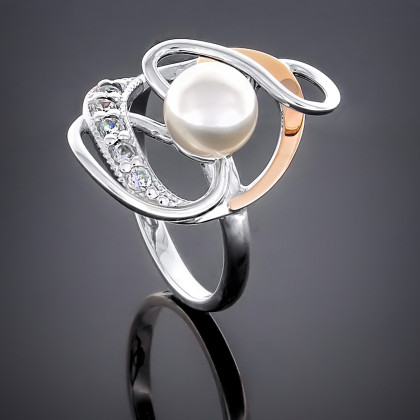 Перстень 245 перлина біла Rh Timofeev