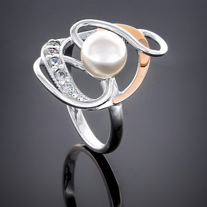 Перстень 245 перлина біла Rh Timofeev