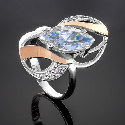 Перстень 267 цирконій білий Rh Timofeev