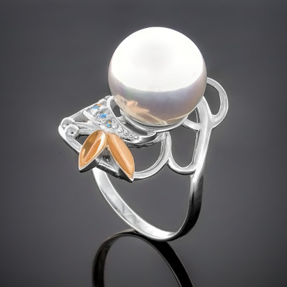 Перстень 278 перлина біла Rh Timofeev