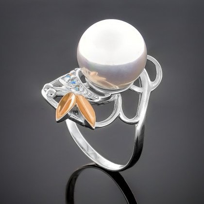 Перстень 278 перлина біла Rh Timofeev