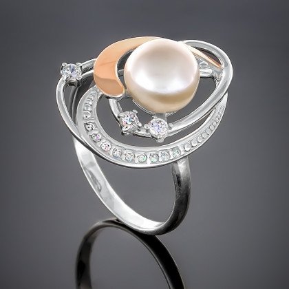 Перстень 291 перлина чорна Rh Timofeev