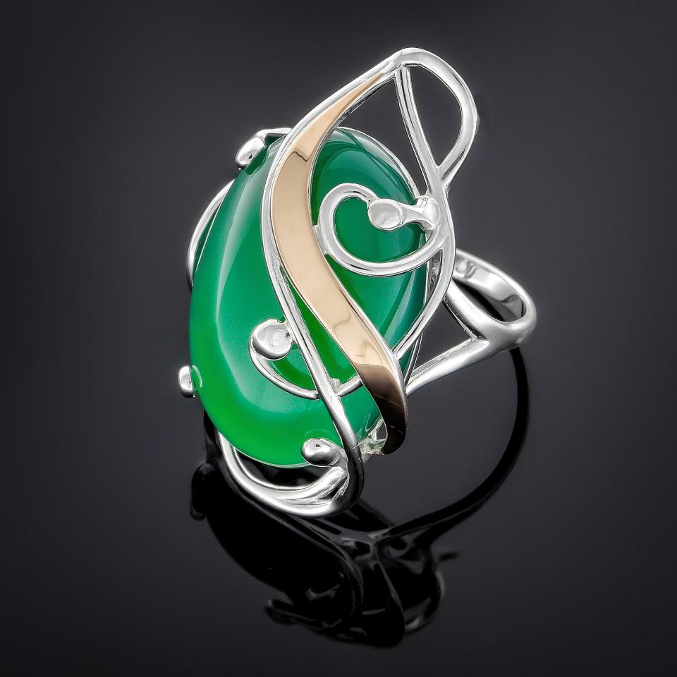 Перстень 295 янтарь зелений імітація Rh Timofeev