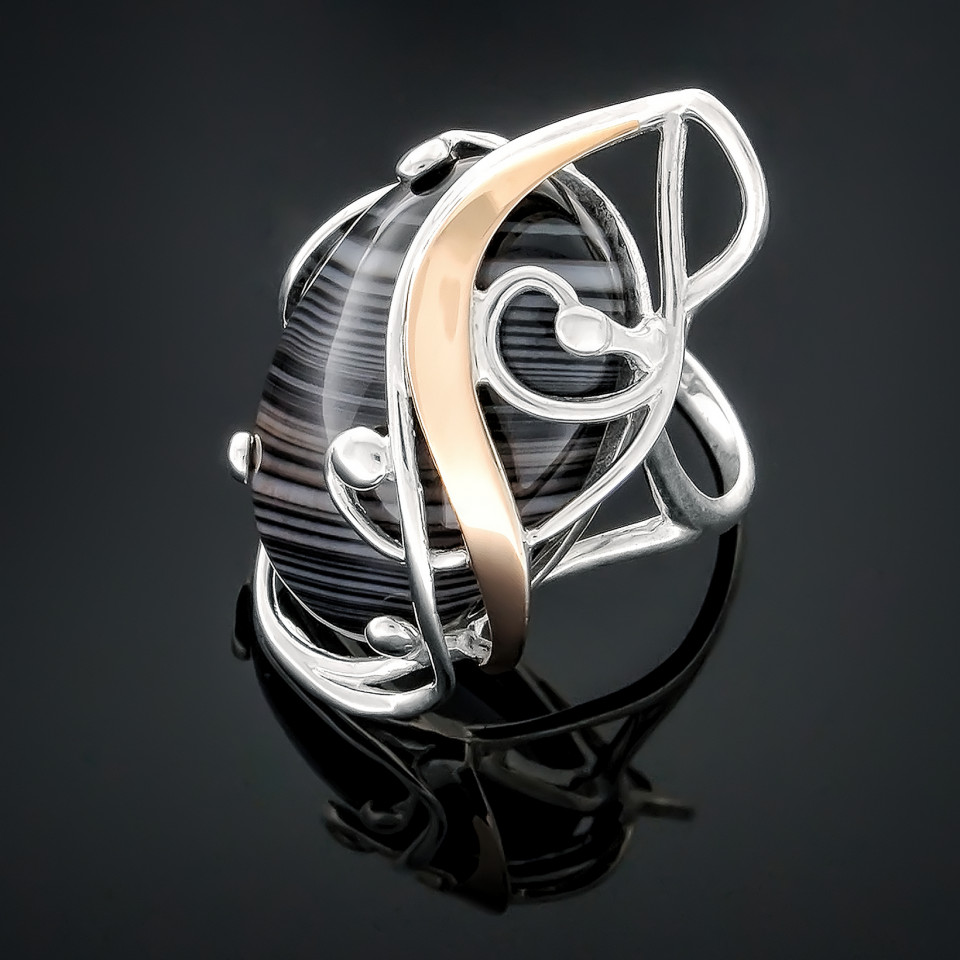 Перстень 295 улексит коричневий Rh Timofeev