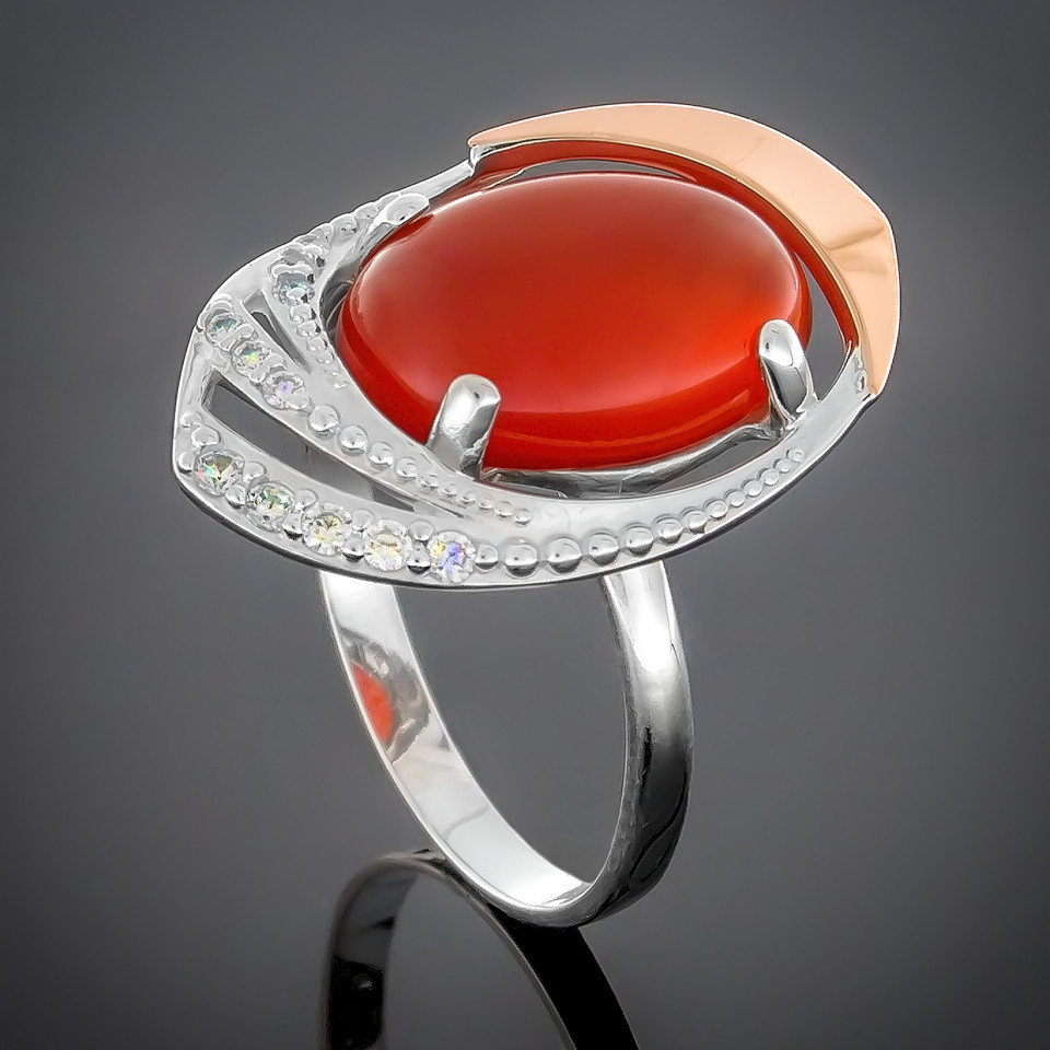 Перстень 305 улексит рожевий Rh Timofeev