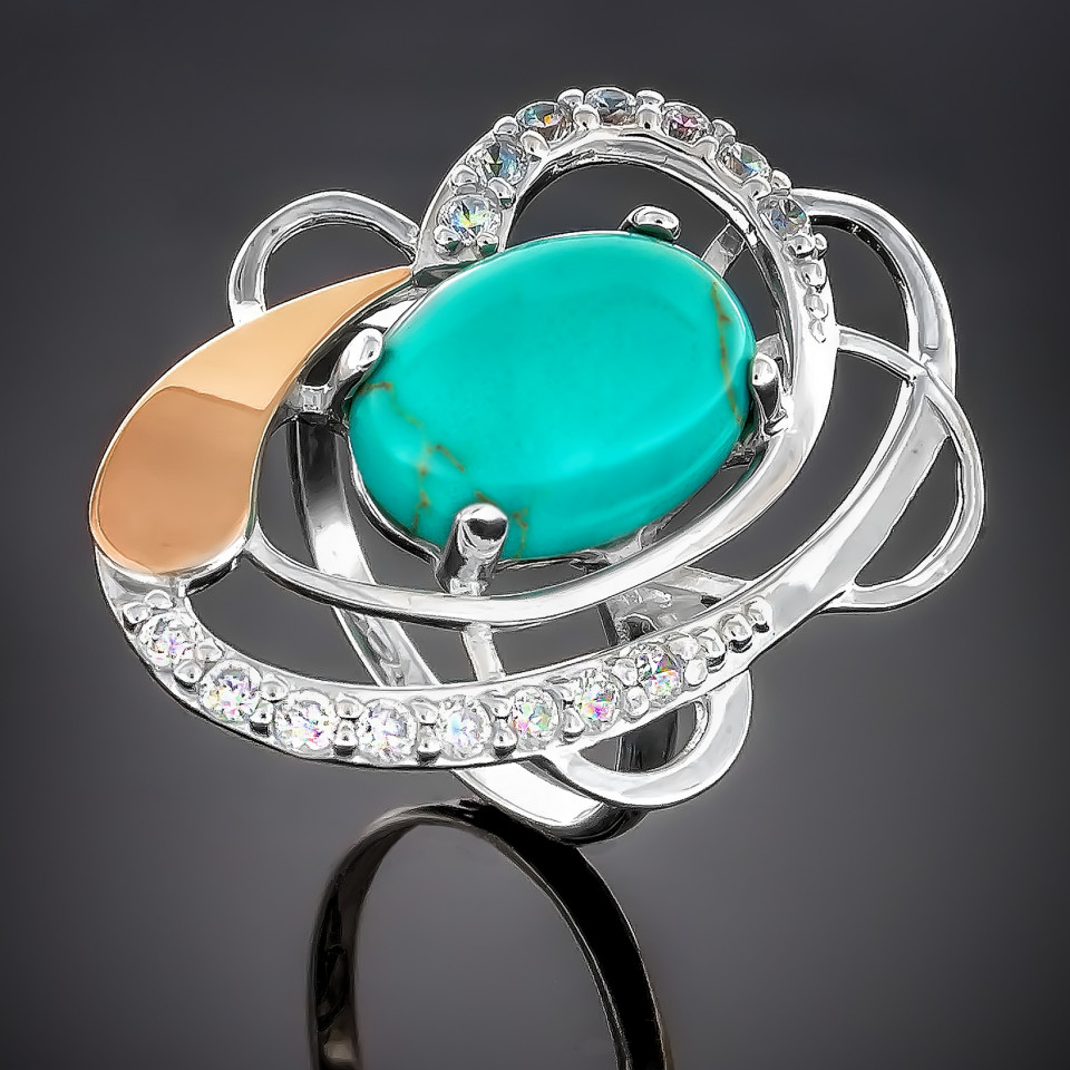 Перстень 308 бірюза Rh Timofeev