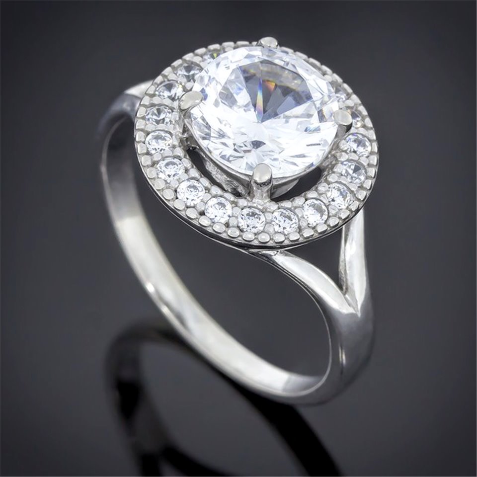 Перстень 536 цирконій білий Rh Timofeev