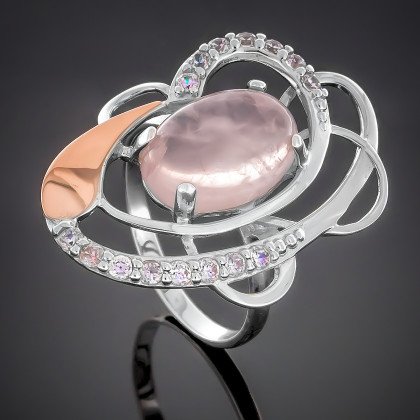 Перстень 308 улексит рожевий Rh Timofeev