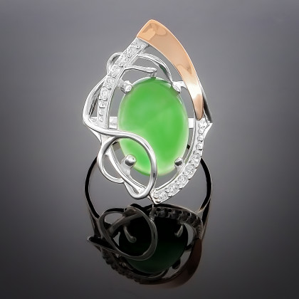Перстень 309 авантюрин зелений Rh Timofeev