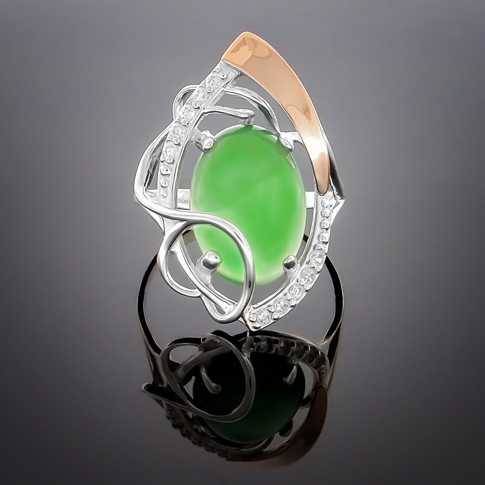 Перстень 309 авантюрин зелений Rh Timofeev