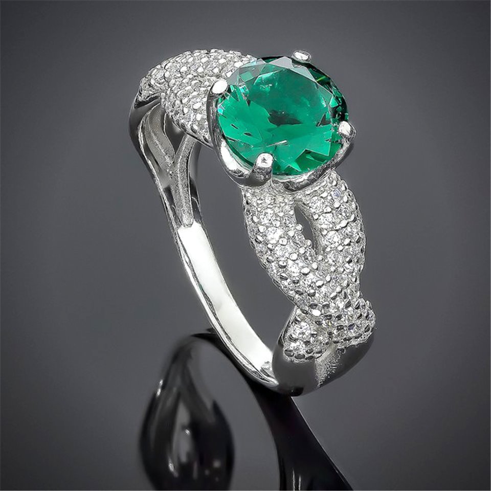 Перстень 512(2) кварц зелений Rh Timofeev