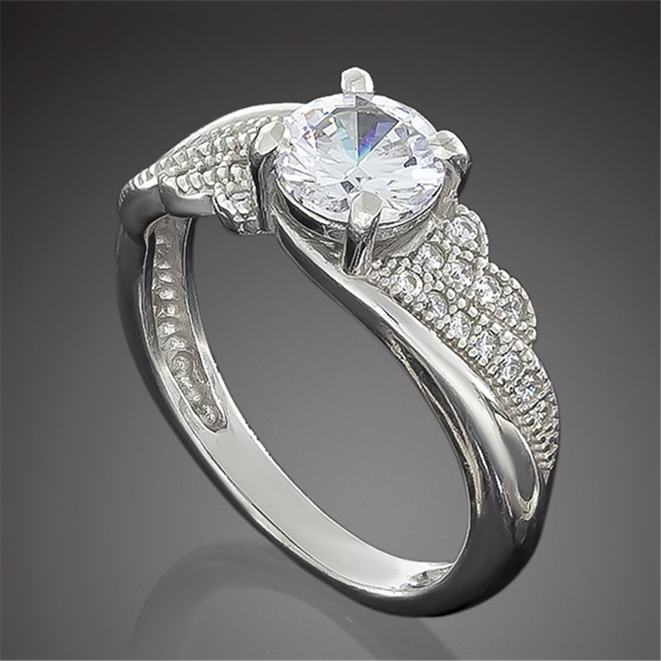 Перстень 802 цирконій білий Rh Timofeev