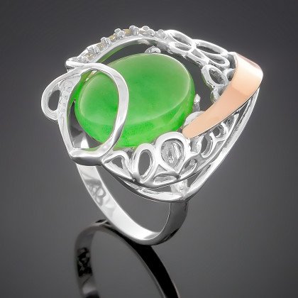 Перстень 316 авантюрин зелений Rh Timofeev 2