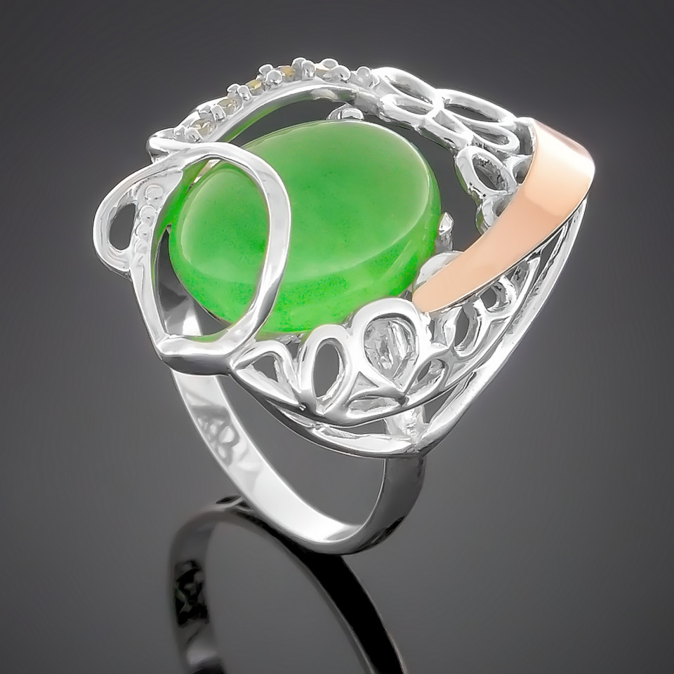 Перстень 316 авантюрин зелений Rh Timofeev