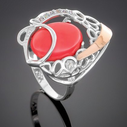 Перстень 316 кварц рожевий Rh Timofeev