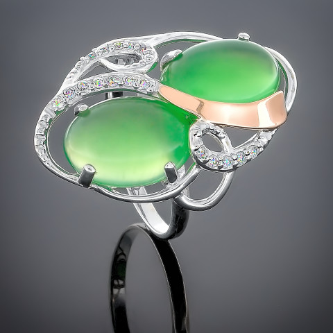 Перстень 317 авантюрин зелений Rh Timofeev