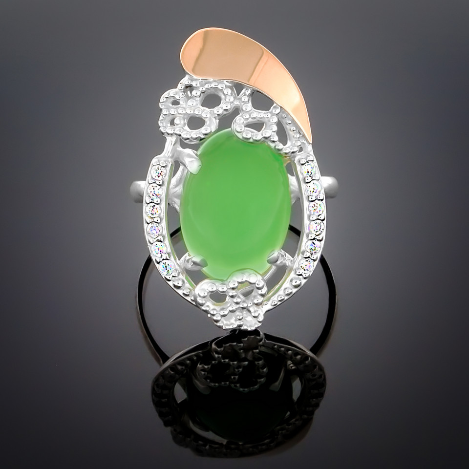 Перстень 318 авантюрин зелений Rh Timofeev