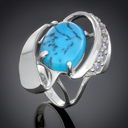 Перстень 32 опал синій імітація Rh Timofeev