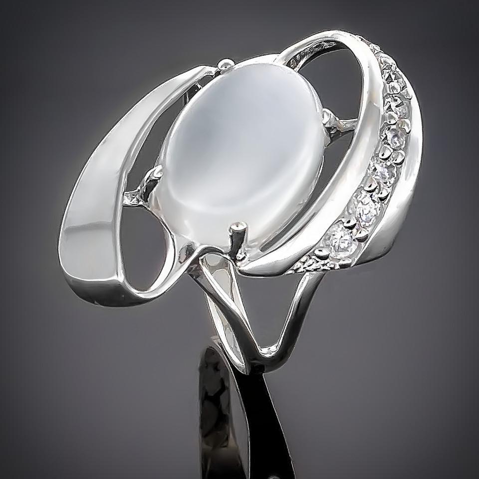 Перстень 32 опал сірий імітація(2) Rh Timofeev