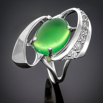 Перстень 32 янтарь зелений імітація Rh Timofeev