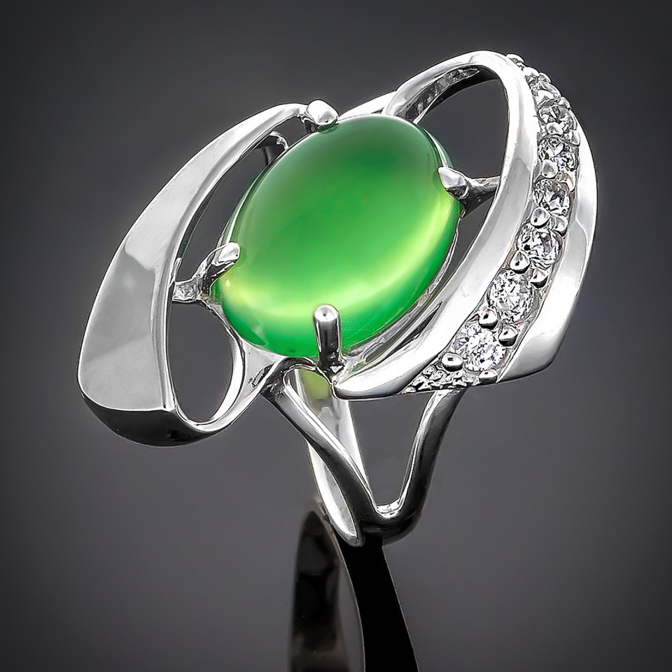 Перстень 32 янтарь зелений імітація Rh Timofeev