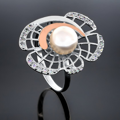 Перстень 338 перлина біла Rh Timofeev
