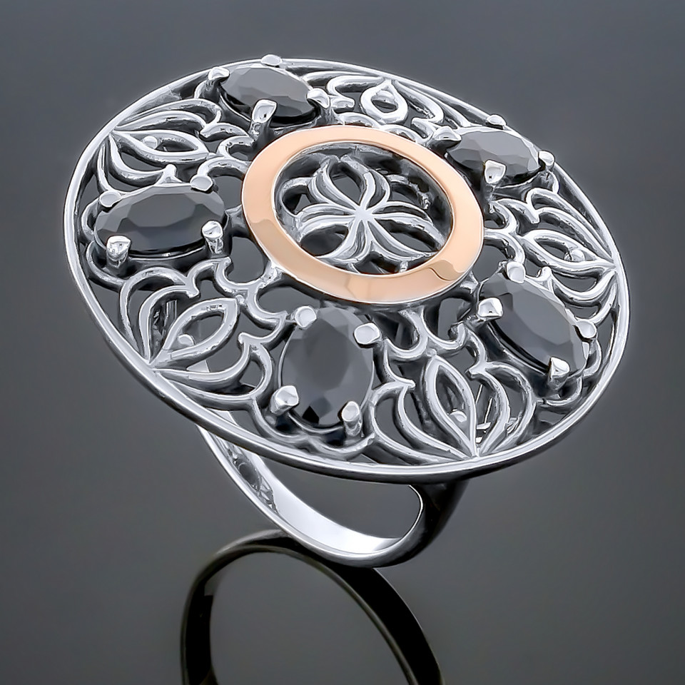 Перстень 358 цирконій чорний Timofeev