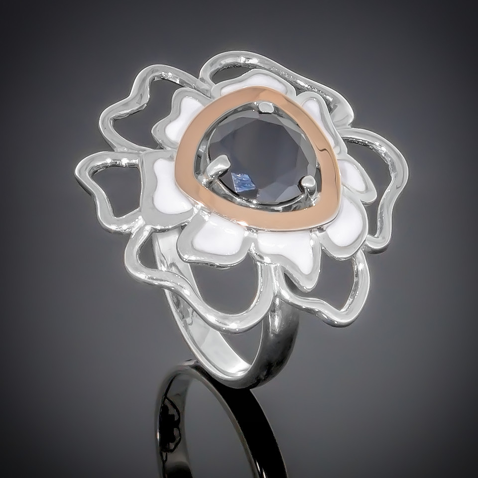 Перстень 374 цирконій чорний Timofeev