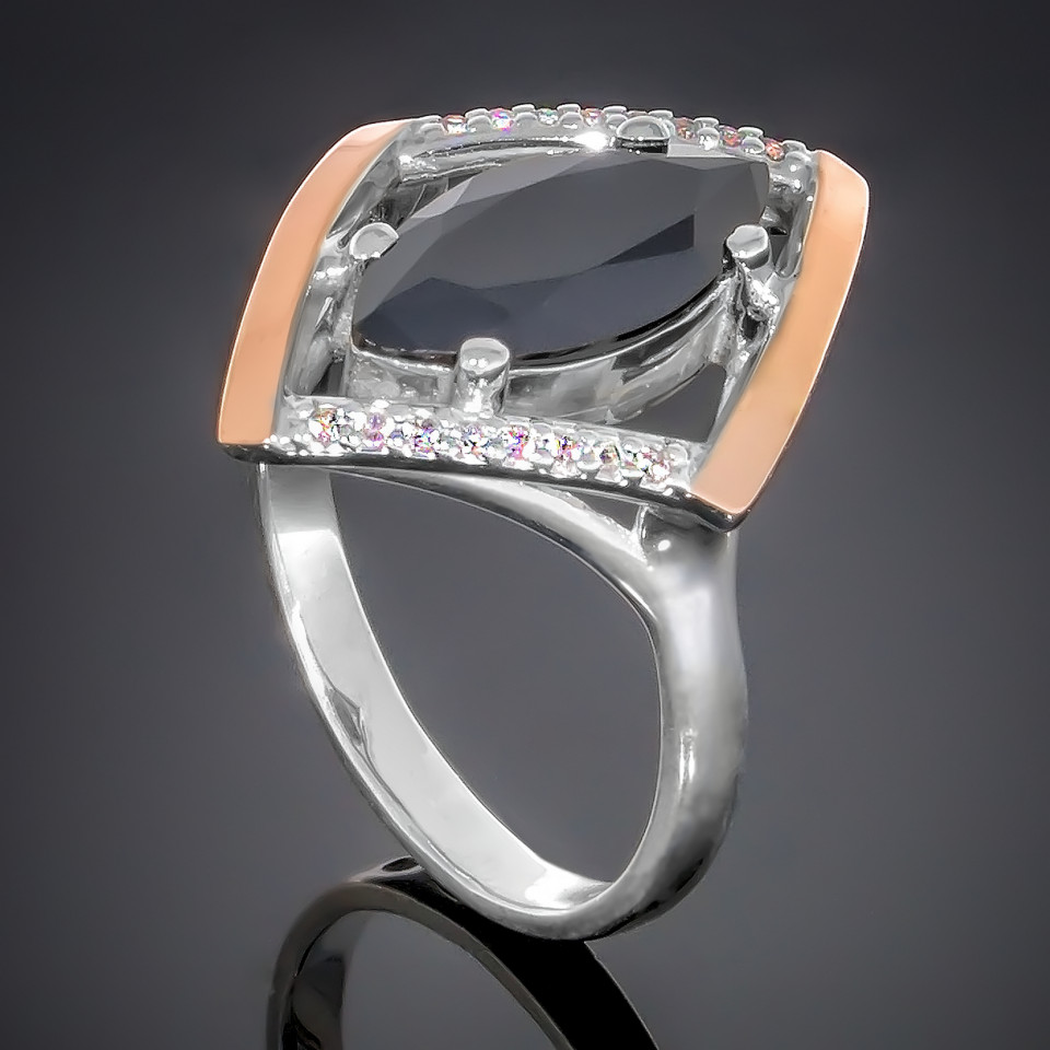 Перстень 379 цирконій чорний Timofeev