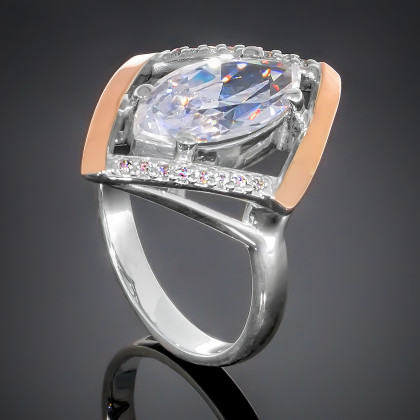 Перстень 379(2) цирконій білий Rh Timofeev 2