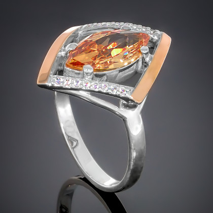 Перстень 379(2) цирконій шампань Rh Timofeev 2