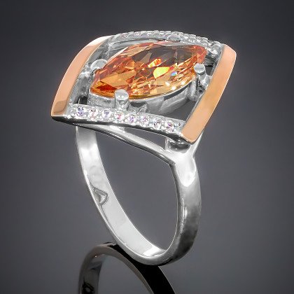 Перстень 379(2) цирконій шампань Rh Timofeev 2