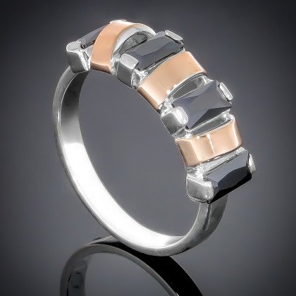 Перстень 382 цирконій чорний(16) Timofeev